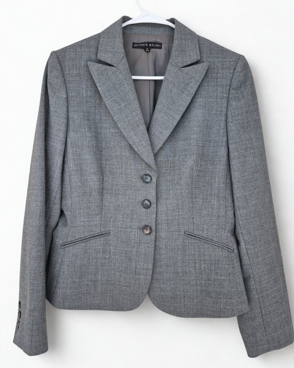 Antonio Melani Sz 8 Jacket Blazer Suiting Gray Career Neutral Closet Staple